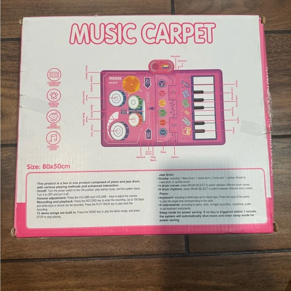 Music carpet Mat with Keyboard & Drum, Early Educational Musical toys